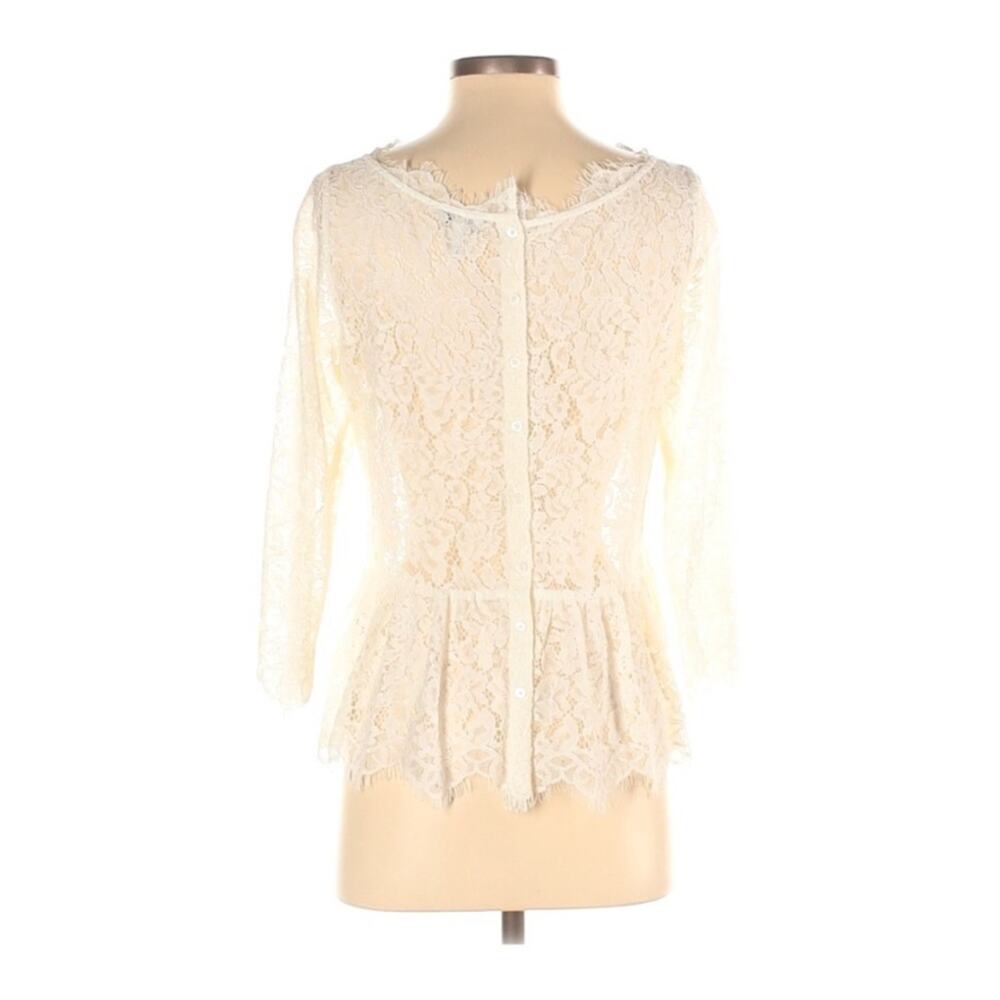 Joie White Koda Lace Peplum Top antique 3/4 sleeve sz XS - Picture 6 of 11